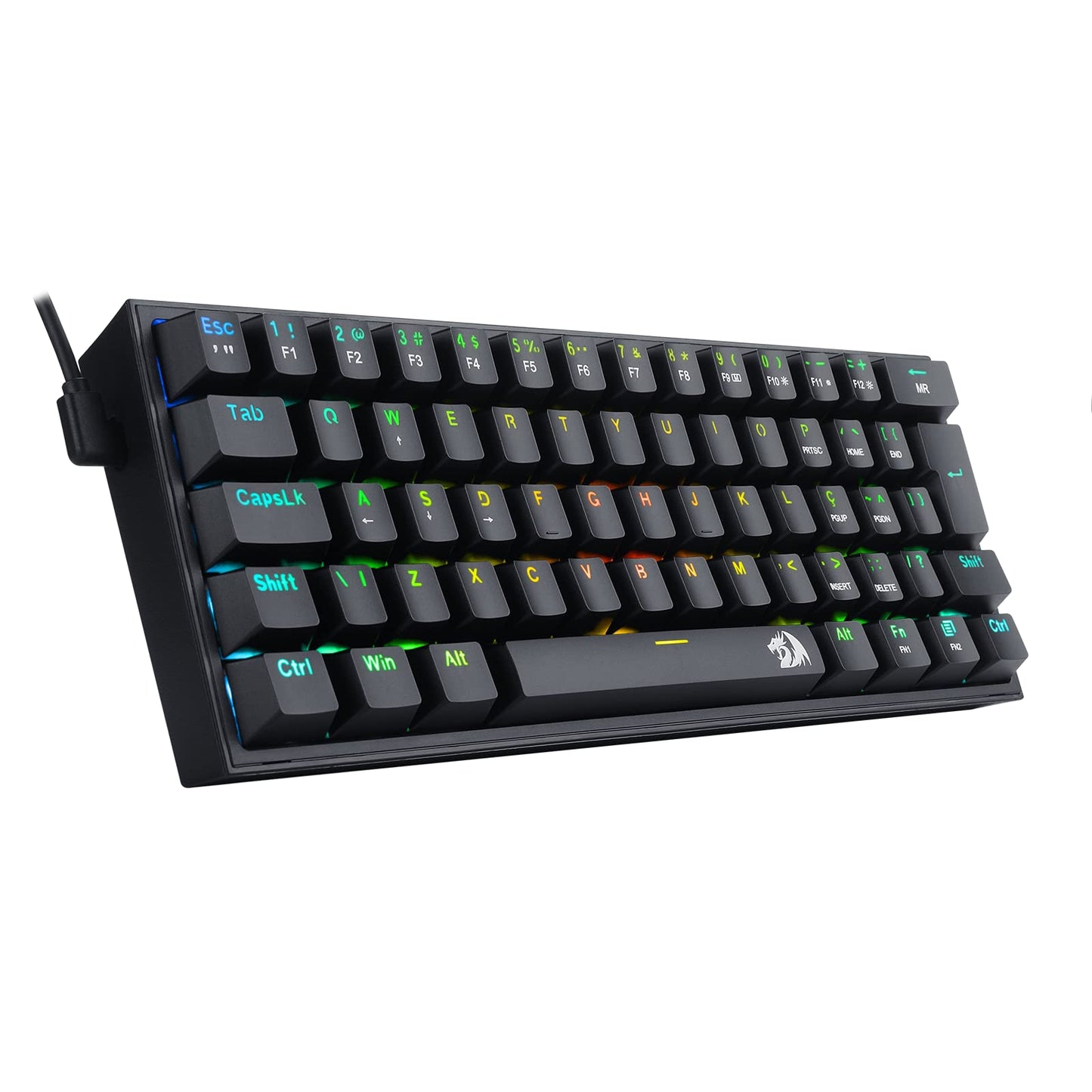 Teclado Mecânico Gamer Compacto Redragon Fizz Preto RGB K617-RGB-B