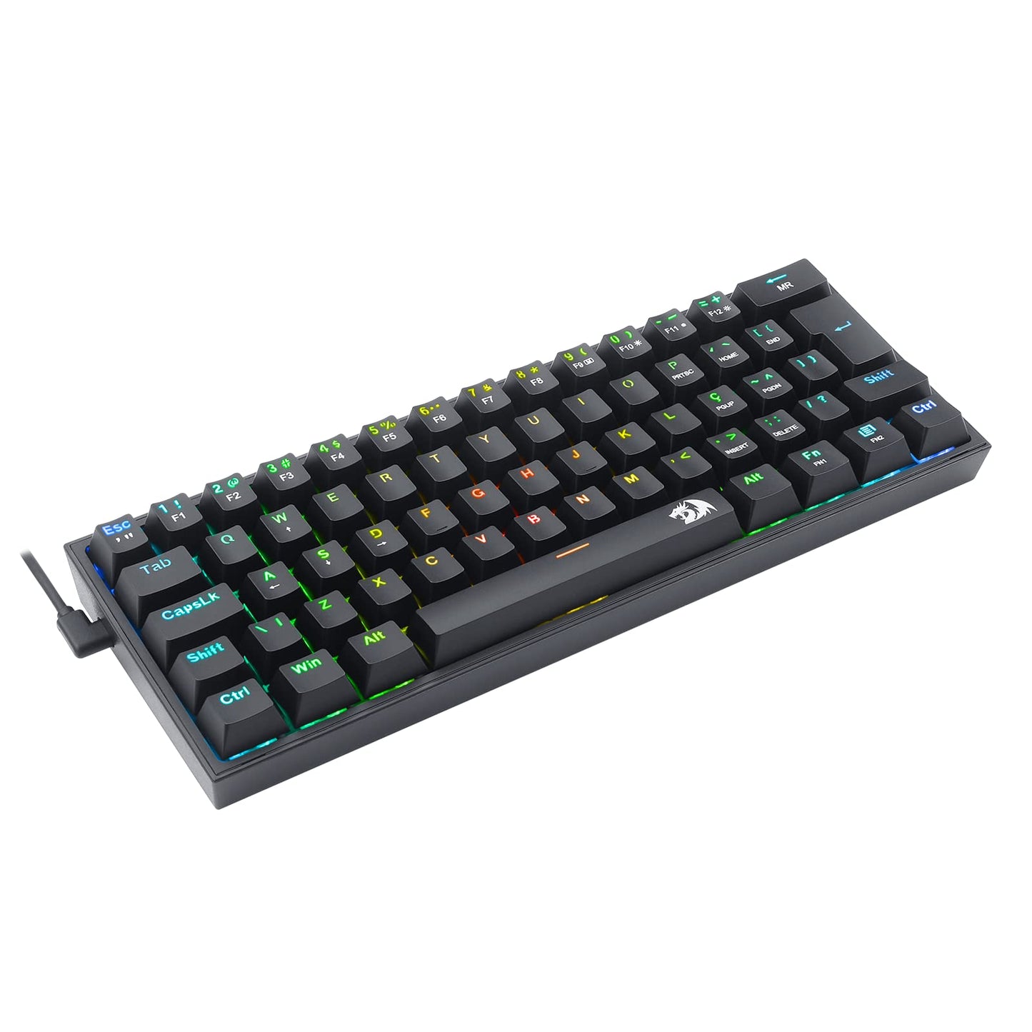 Teclado Mecânico Gamer Compacto Redragon Fizz Preto RGB K617-RGB-B