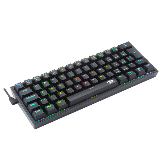 Teclado Mecânico Gamer Compacto Redragon Fizz Preto RGB K617-RGB-B